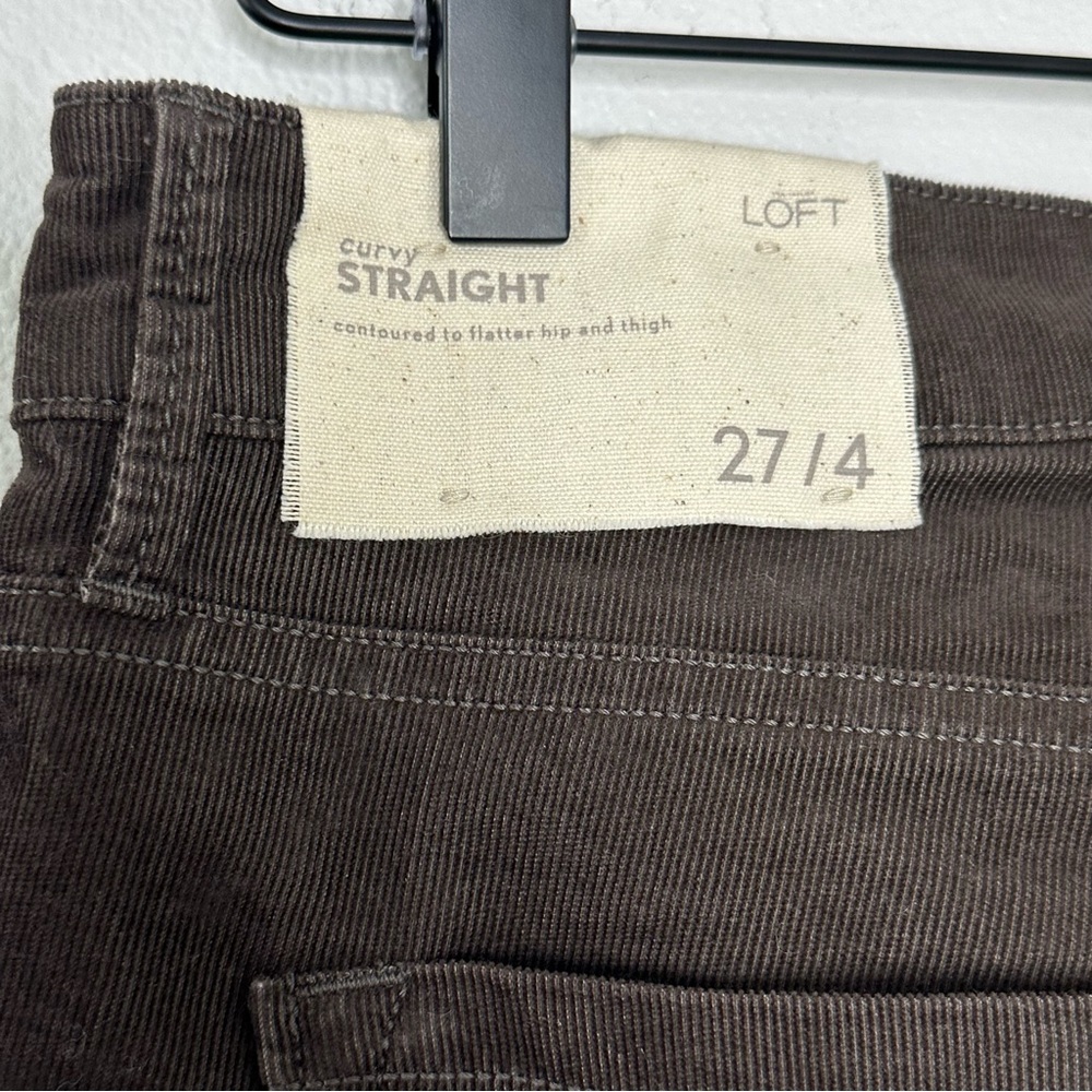 NWT Ann Taylor LOFT Curvy Straight Corduroy Pants Sz 4/27 Brown Lightweight FLAW - Picture 6 of 12